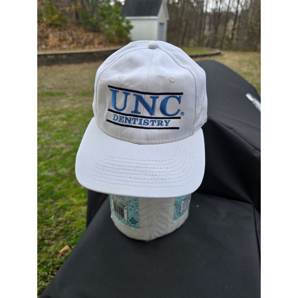 Vintage UNC Dentistry Snapback Hat White Blue University Square Made in USA Cap